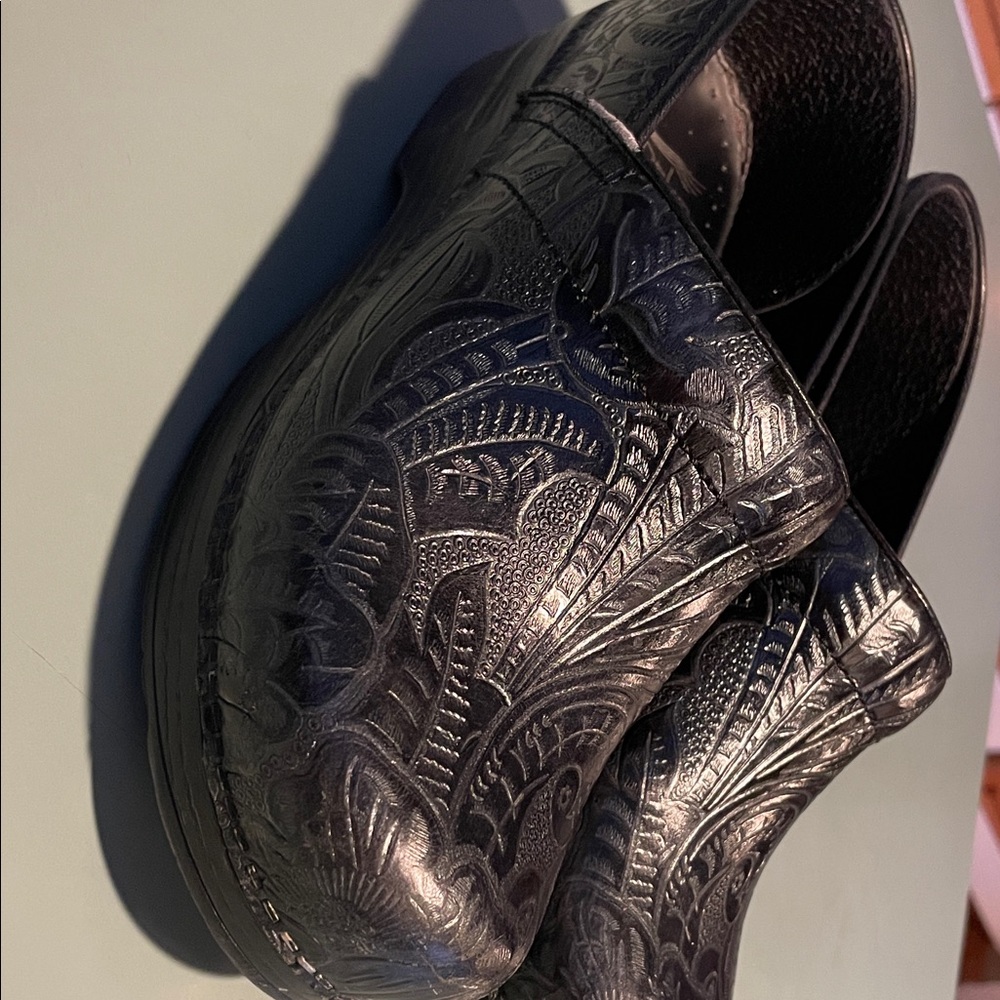 Dansko Embossed Black Slip-On Loafers